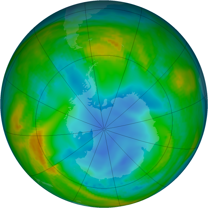 Antarctic ozone map for 14 July 1986